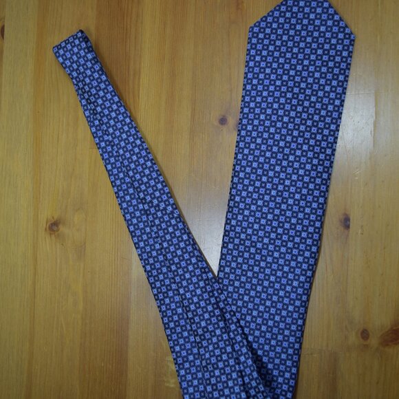 $840 New BRIONI Navy Aqua Blue Floral Medallion Handmade Italy Silk Neck Tie - Picture 13 of 15